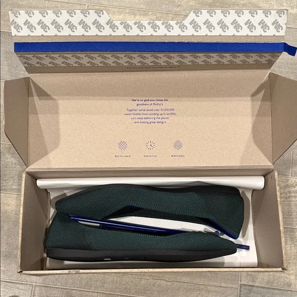 Rothy's Dark Green and Blue Trim Flats - Picture 6 of 8